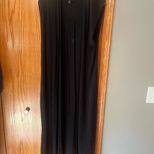 Sleeveless Black Duster Cardigan